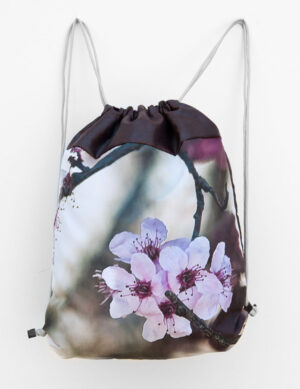 mochila tela impermeable hecha a mano flor de prunus