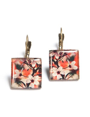 Pendientes flores naranja unikkocomplementos