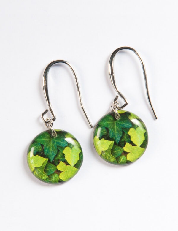 Pendientes gancho yedra verde unikkocomplementos